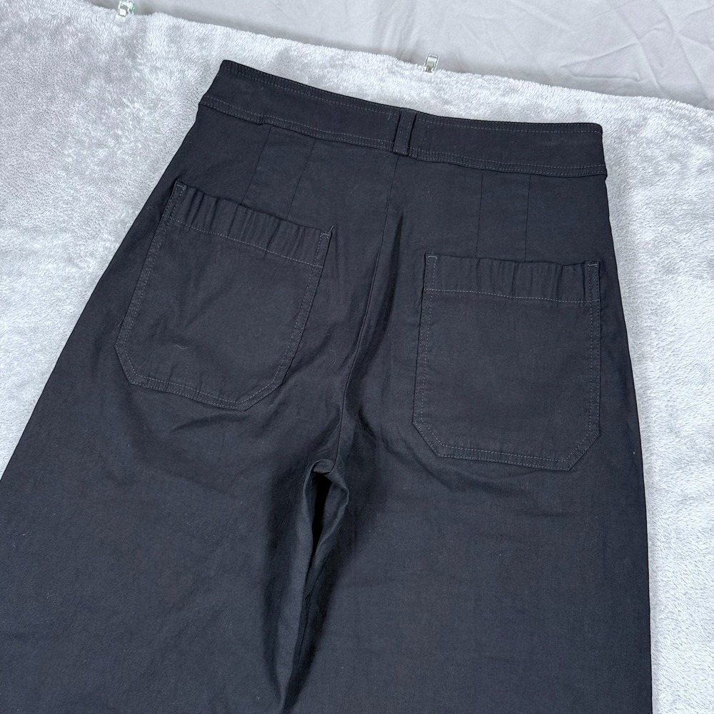 Maeve The Ettie High-Rise Crop Wide Leg Pants Women 26 Black Linen Anthropologie - Picture 3 of 8
